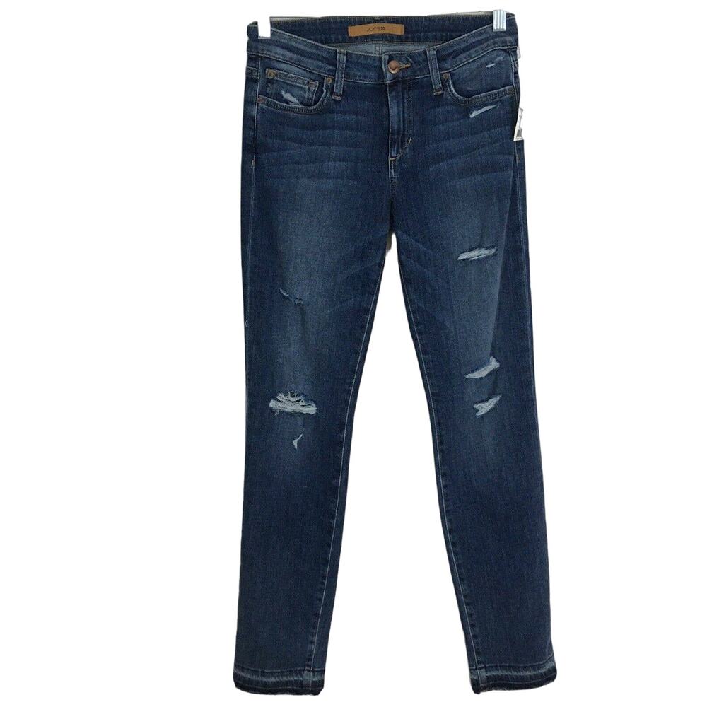 Joe's Jeans Cigarette Straight Ankle Jeans In Becka Raw Hem Ripped NWT Size 26